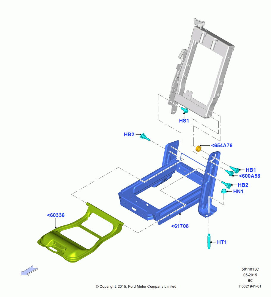 15C - Front Seat Base, With 40/20/40 Split Bench Frnt Seat, 20% Seat; 13/JUL/2015-09/OCT/2017