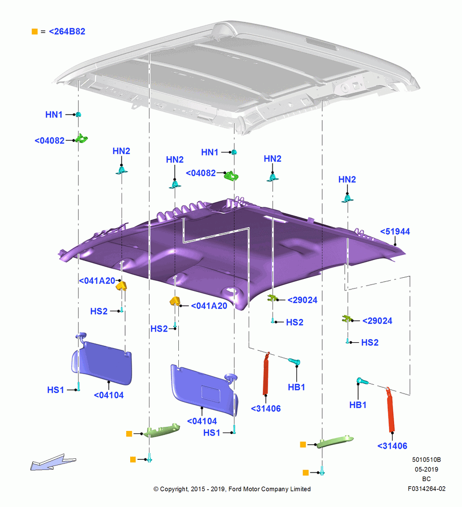 10B - Headlining and Sun Visors, Super Cab; 13/JUL/2015
