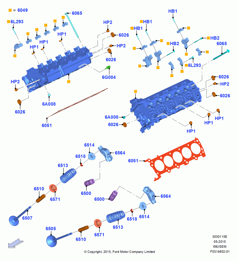 15E - Cylinder Head, 6.8L Gas EFI V10; 13/JUL/2015