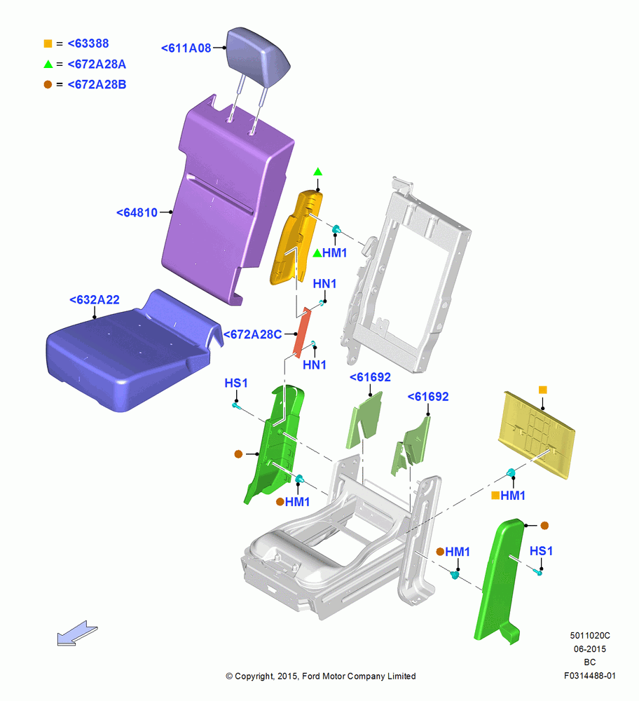 20C - Front Seat Pads/Valances & Heating, With 40/20/40 Split Bench Frnt Seat, 20% Seat; 13/JUL/2015