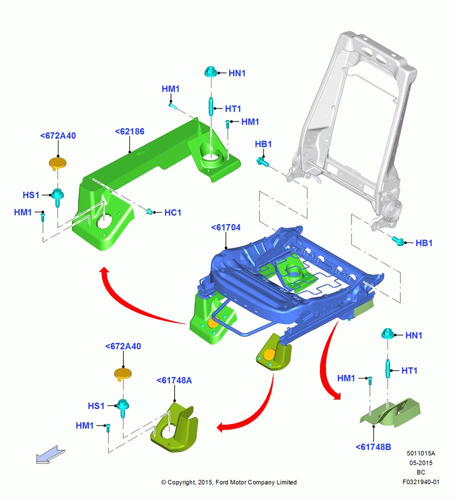 15A - Front Seat Base, With 40/20/40 Split Bench Frnt Seat, Passenger; 13/JUL/2015