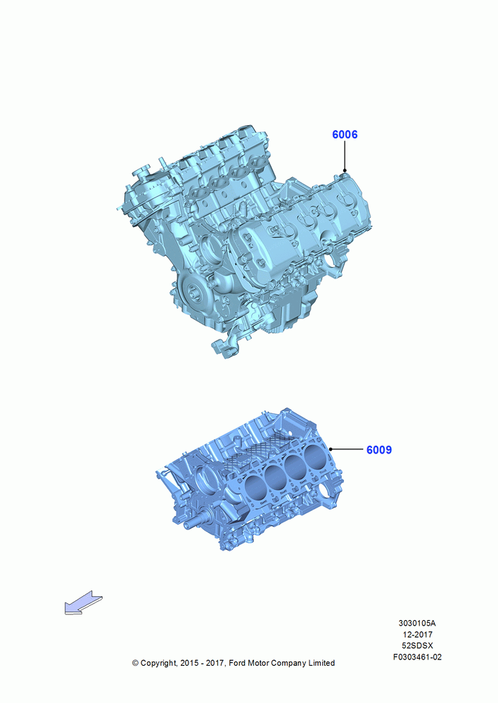 05A - Service Engine and Short Block, MOD 5.2L-TIVCT PFI NA HP1 GAS; 13/JUL/2015