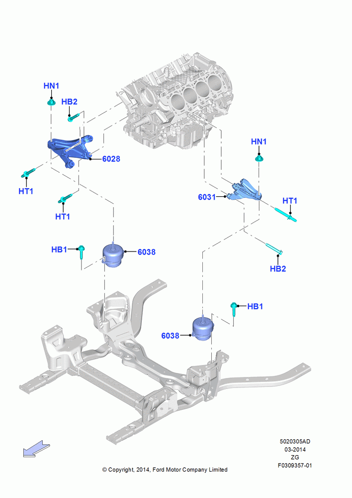 05AD - Engine Mounting, MOD 5.2L-TIVCT PFI NA HP1 GAS, North American Markets, 5.2L Predator OHC SC PFI Gas; 13/JUL/2015