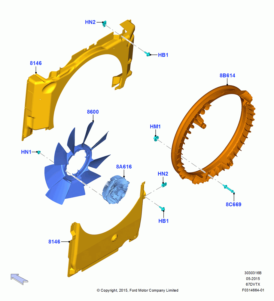 Cooling Fan And Shroud, 6.7L 4V OHV T/C Scorpion Diesel-C, 6.7L 4V OHV T/C Scorpion Diesel-B, 6.7L 4V OHV T/C Scorpion Diesel-A