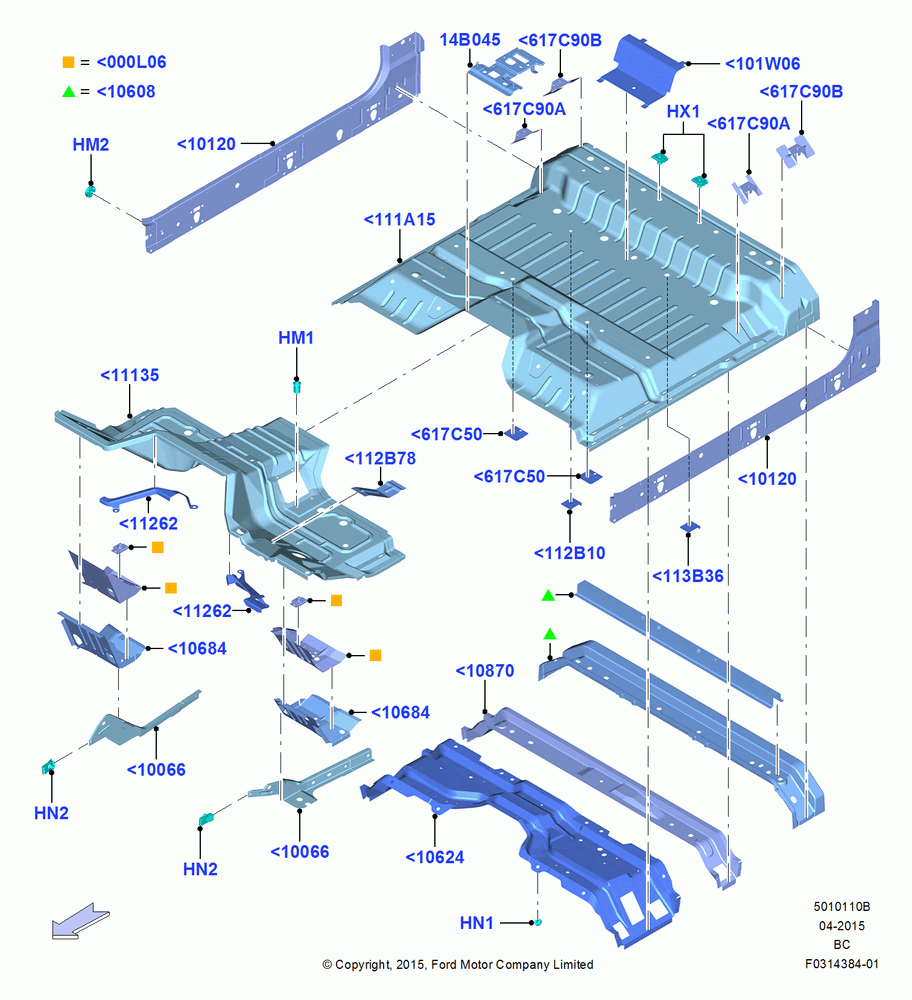 10B - Floor Pan - Front, Super Cab; 13/JUL/2015