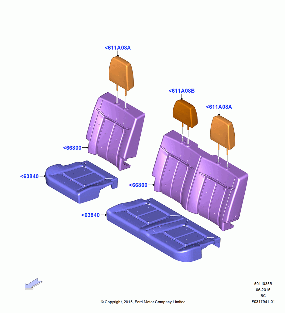 35B - Rear Seat Pads/Valances & Heating, Crew Cab, Second Row Bench Seat-Fold Back; 13/JUL/2015