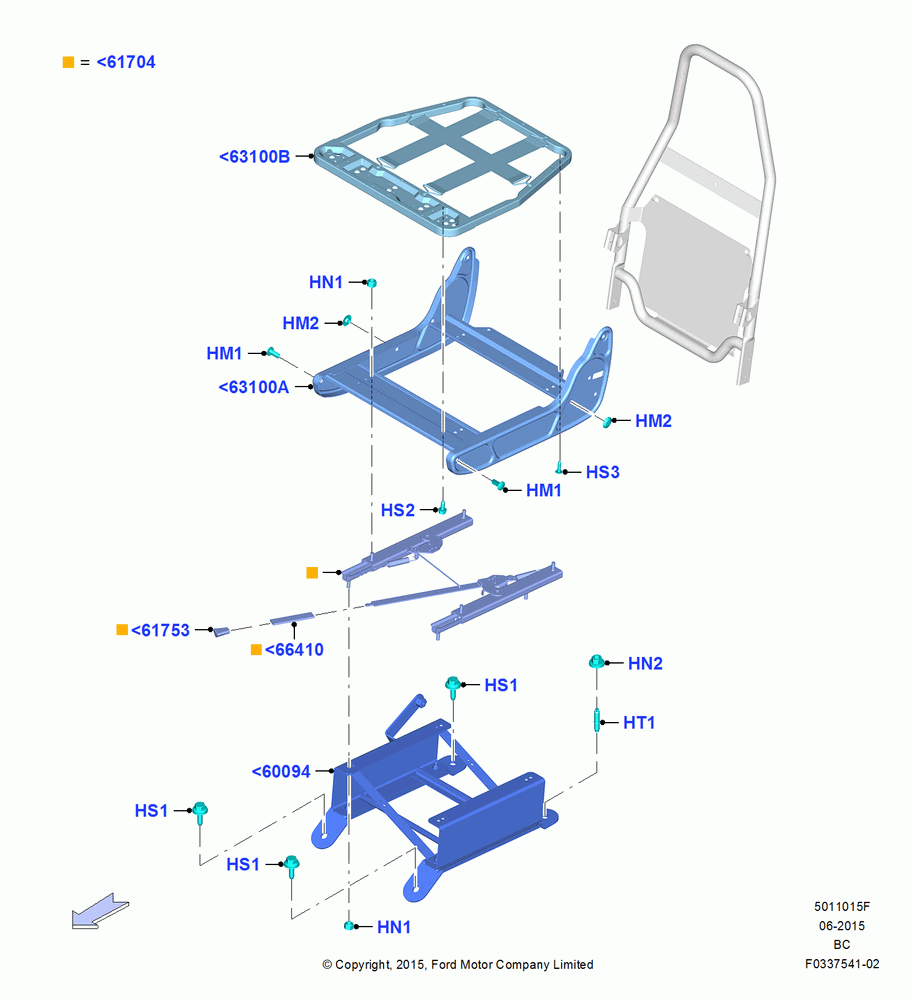 15F - Front Seat Base, With Sngle.L/B Dvr/Dual L/B Pass.St, Driver; 13/JUL/2015