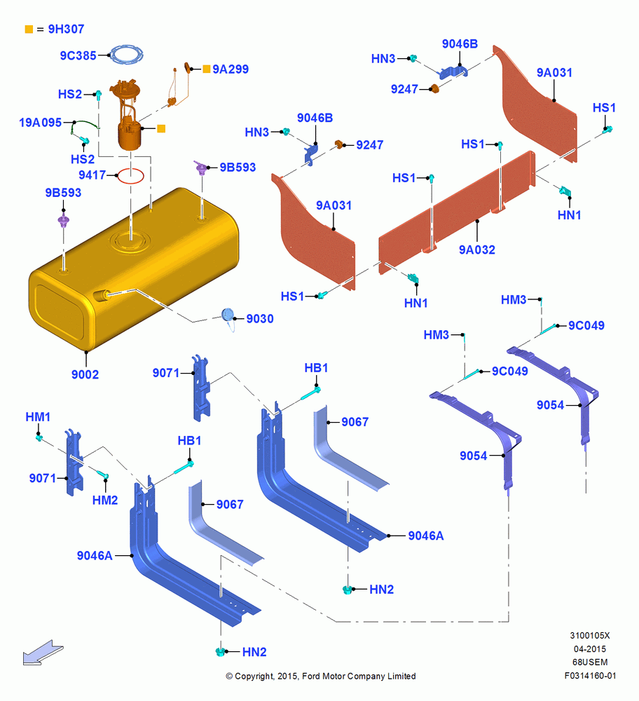 05X - Fuel Tank, 6.8L Gas EFI V10, Fuel Tank-LH 50 Gal Cyl-Steel; 13/JUL/2015