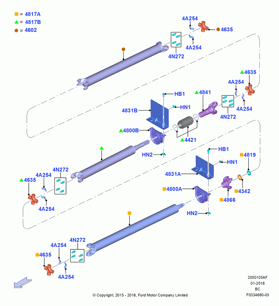 05AF - Drive Shaft - Rear Axle Drive, 200"/5085MM Wheelbase, Regular Cab, 212 Wheelbase, Driveshaft Dana Base; 13/JUL/2015