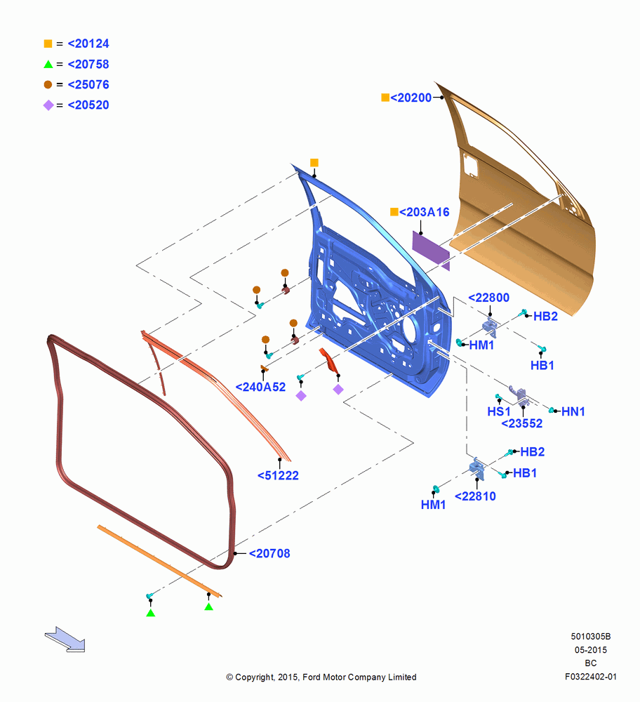 05B - Front Doors, Hinges & Weatherstrips, Super Cab; 13/JUL/2015