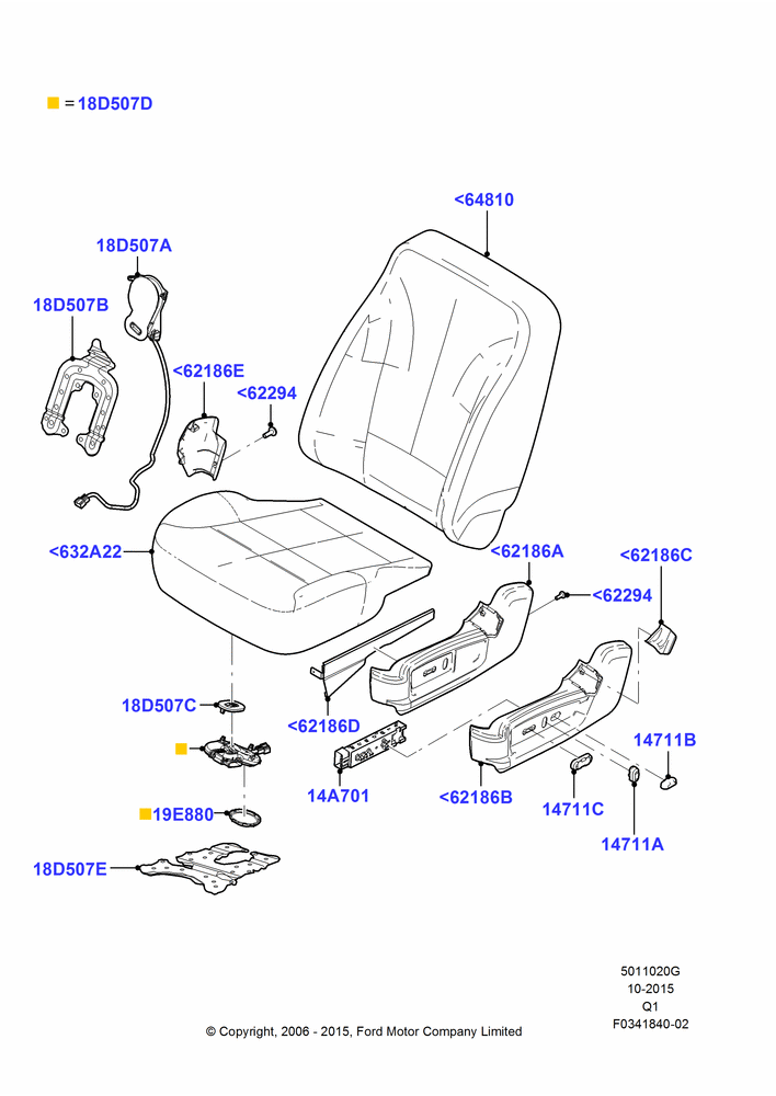 20G - Front Seat Pads/Valances & Heating, With Driver 10 Way Pwr Seat Adjust, With Driver 8 Way Pwr.Seat Adjuster, With Drivers Heated And Cooled Seat; 06/NOV/2006-24/DEC/2014