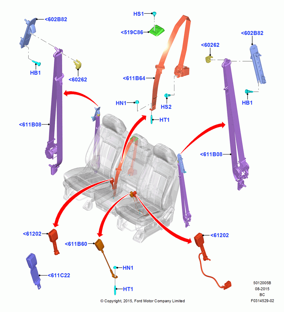 05B - Front Seat Belts, Super Cab, With 40/20/40 Split Bench Frnt Seat; 13/JUL/2015