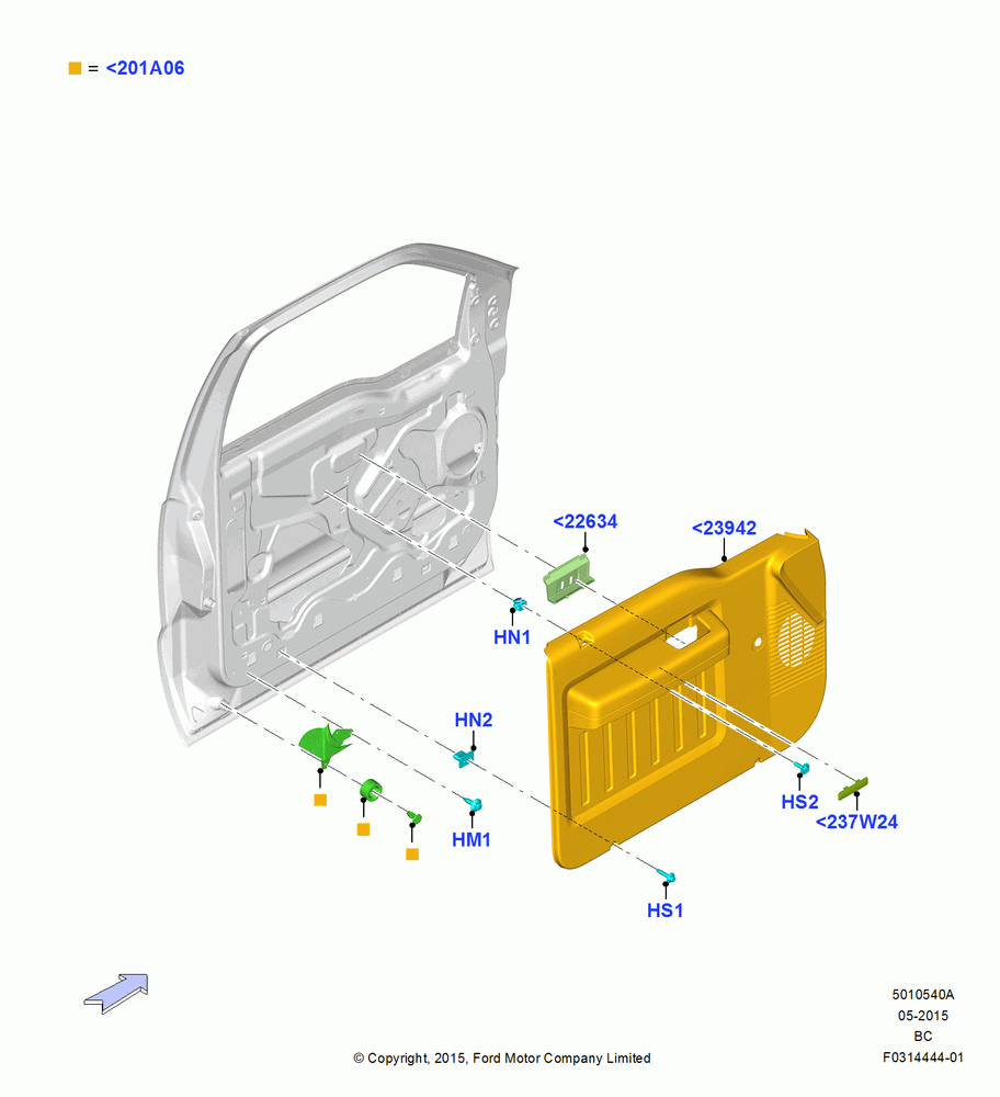 40A - Front Door Trim Panels, With Manual Front Windows; 13/JUL/2015