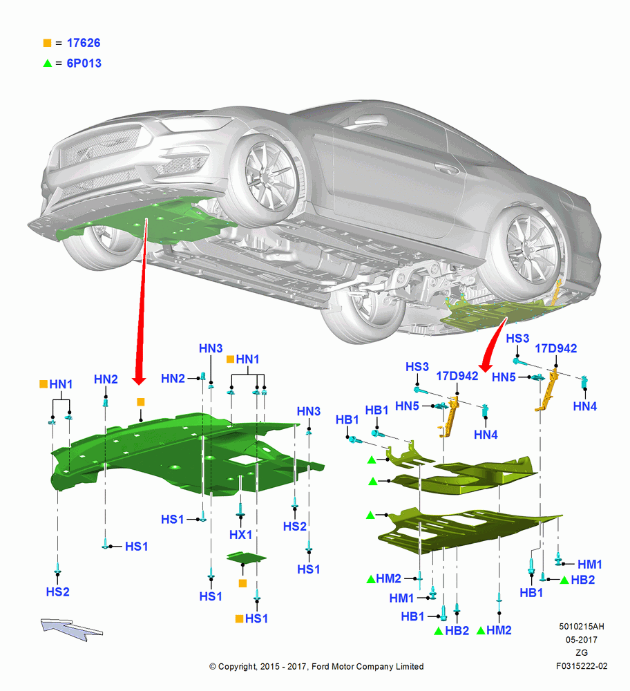 15AH - Air Deflectors, MOD 5.2L-TIVCT PFI NA HP1 GAS, 5.2L Predator OHC SC PFI Gas, Lower Air Deflectors; 13/JUL/2015