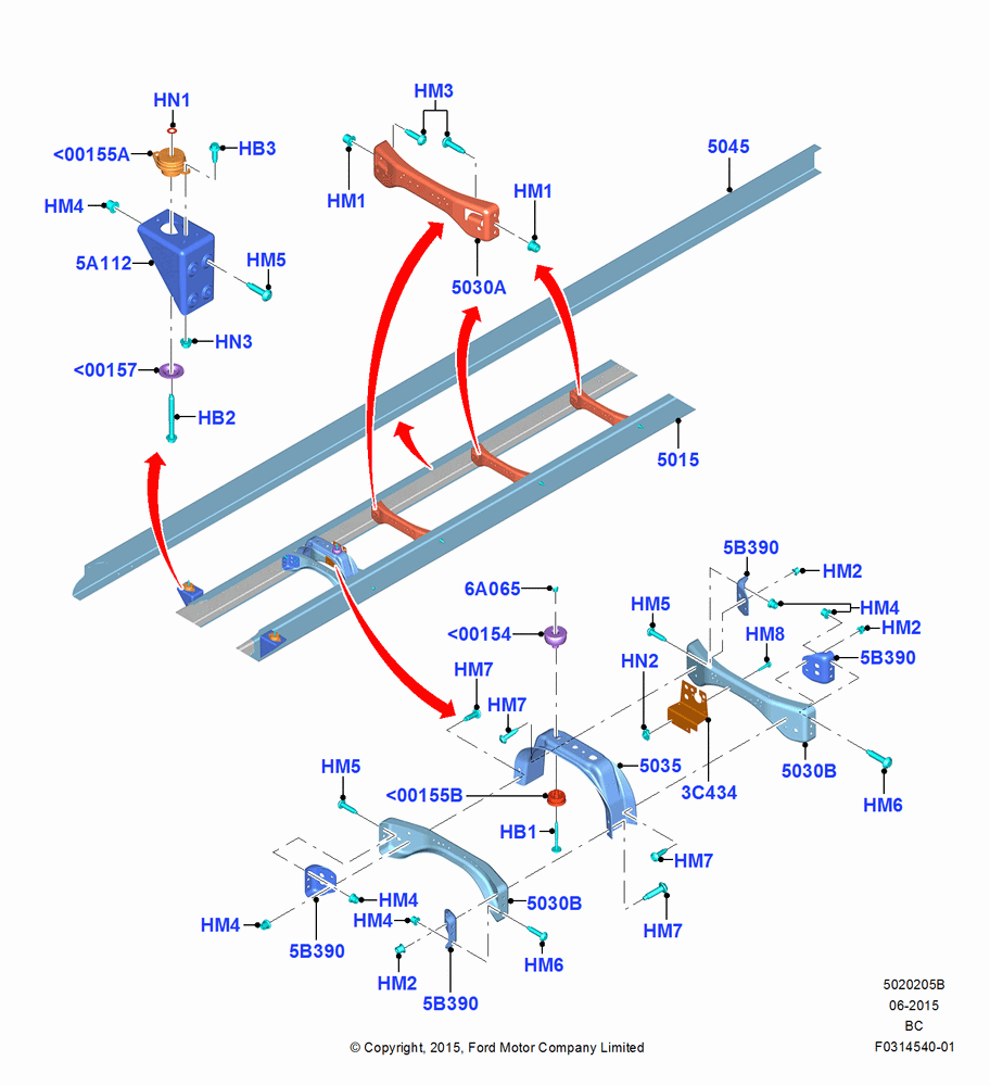 05B - Chassis Frame, Regular Cab, Super Cab, Center; 13/JUL/2015