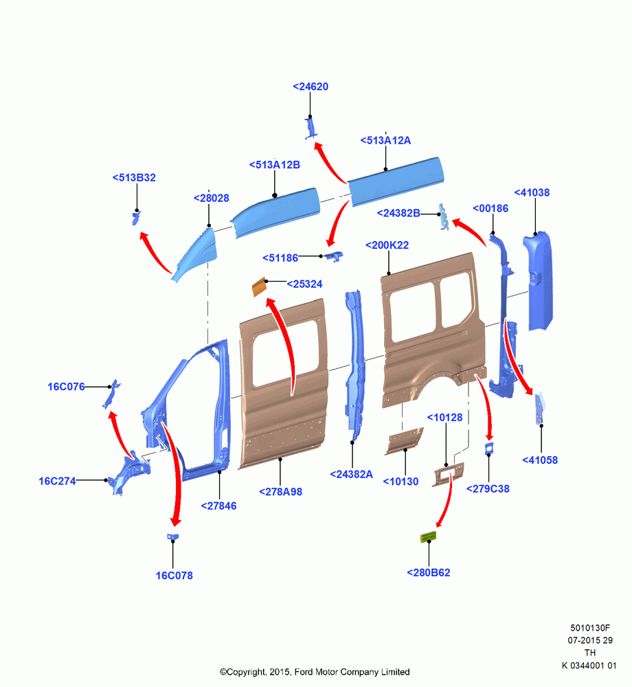 30F - Side Panels - Outer, All Long Series, Van/Bus, With RH Hinged Side Load Door, Bodyside Less Load Doors; 21/APR/2014