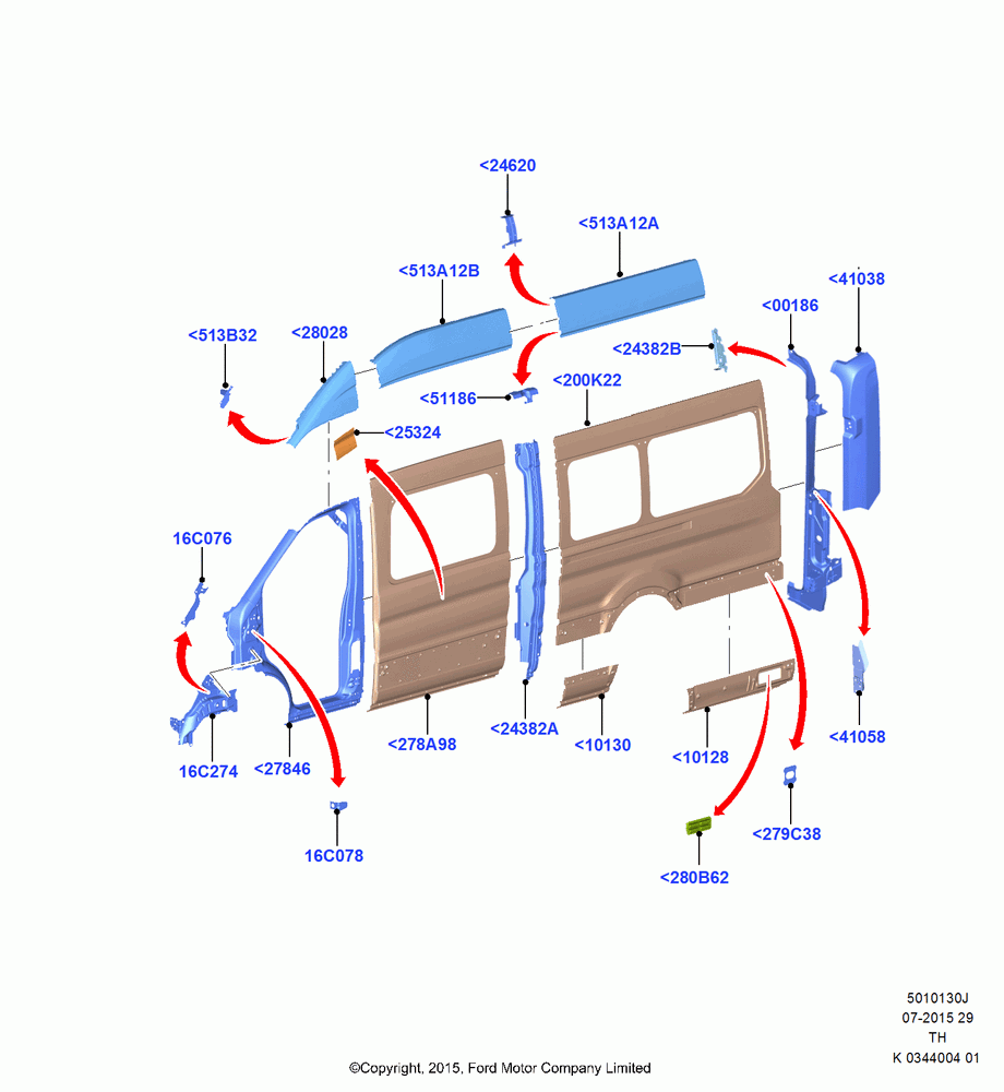 30J - Side Panels - Outer, Van/Bus, With RH Hinged Side Load Door, All Extended Frame Series, Bodyside Less Load Doors; 21/APR/2014