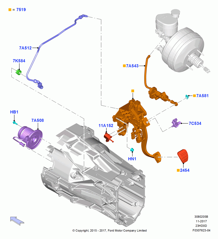 05B - Clutch Master and Slave Cylinders, 2.3L EcoBoost, Manual Transmission, RHD, 2.3L Ecoboost; 03/AUG/2015
