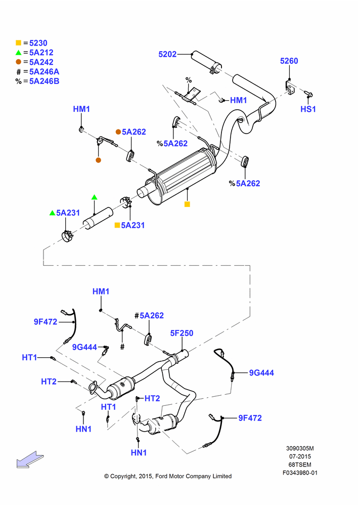 05M - Exhaust System, 6.8L SOHC EFI NA V10 Gas, Ford 350 Series; 06/APR/2015