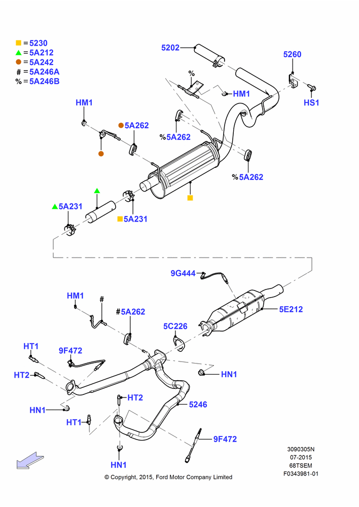 05N - Exhaust System, 6.8L SOHC EFI NA V10 Gas, Ford 450 Series; 06/APR/2015