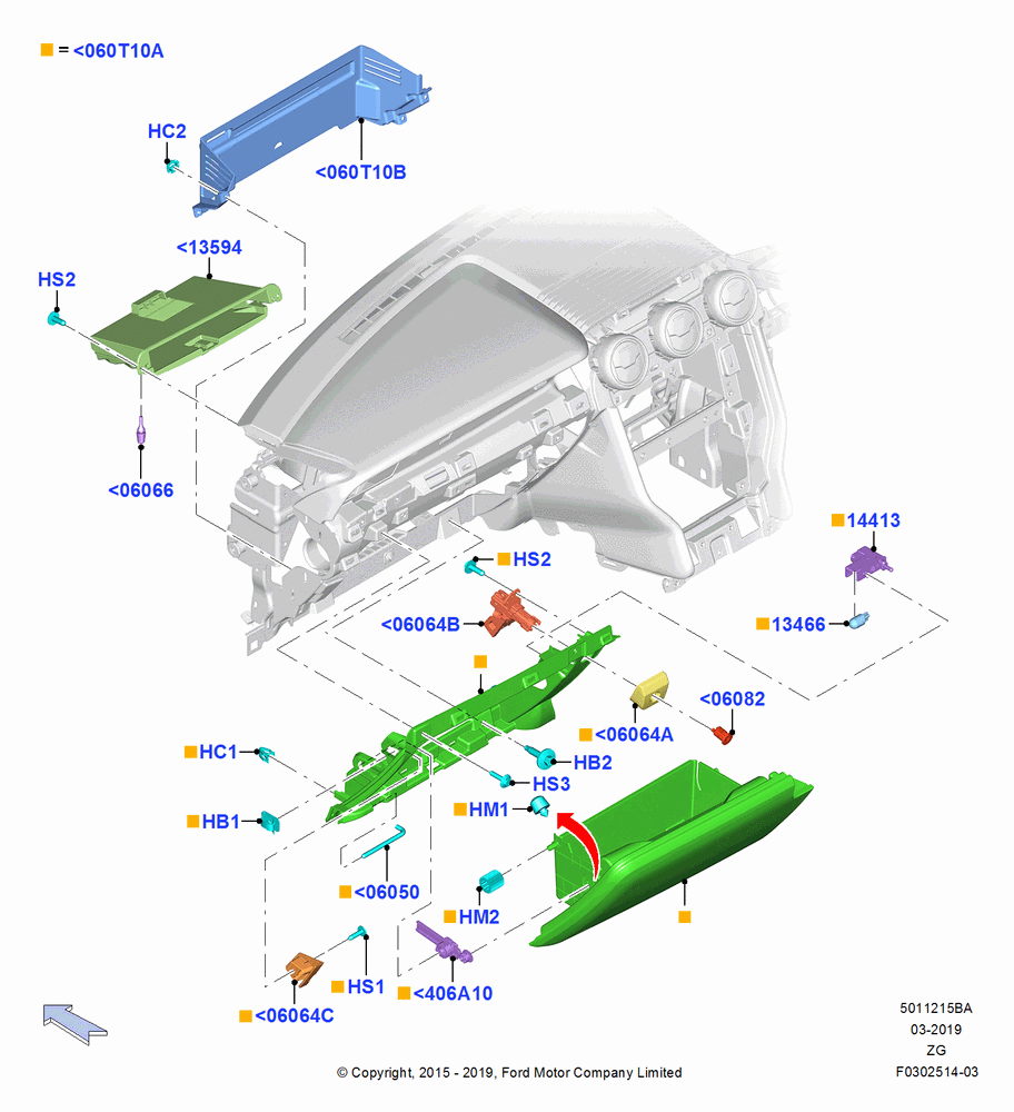 15BA - Glove Box, RHD RWD; 03/AUG/2015