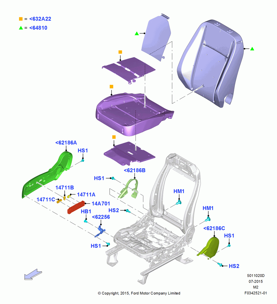 20D - Front Seat Pads/Valances & Heating, With Pass 10 Way Power Seat Adjust; 04/SEP/2014-13/AUG/2019
