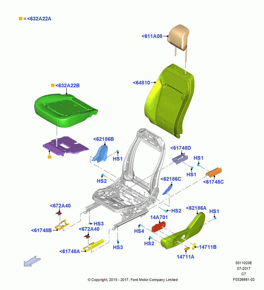 20E - Front Seat Pads/Valances & Heating, Less Temp Control Driver Seat, With Low Back Front Seats, With Pass 6 Way Power Seat Adjuster; 16/JUN/2014