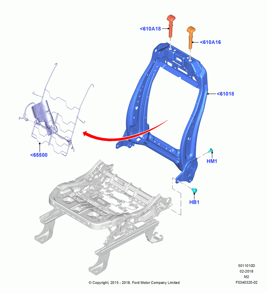 10D - Front Seat Back, With Pass 10 Way Power Seat Adjust; 04/SEP/2014-13/AUG/2019