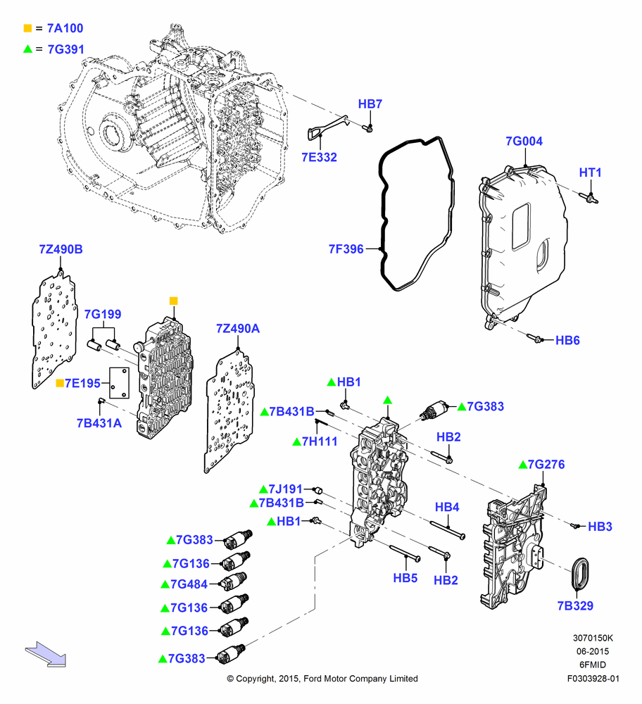 50K - Valve Body And Main Control, 6 Speed Auto Trans 6F15; 08/SEP/2015-04/MAY/2018
