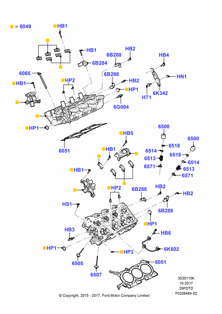 15K - Cylinder Head, 3.5L V6 Gas DOHC TIVCT; 20/AUG/2012-23/DEC/2014