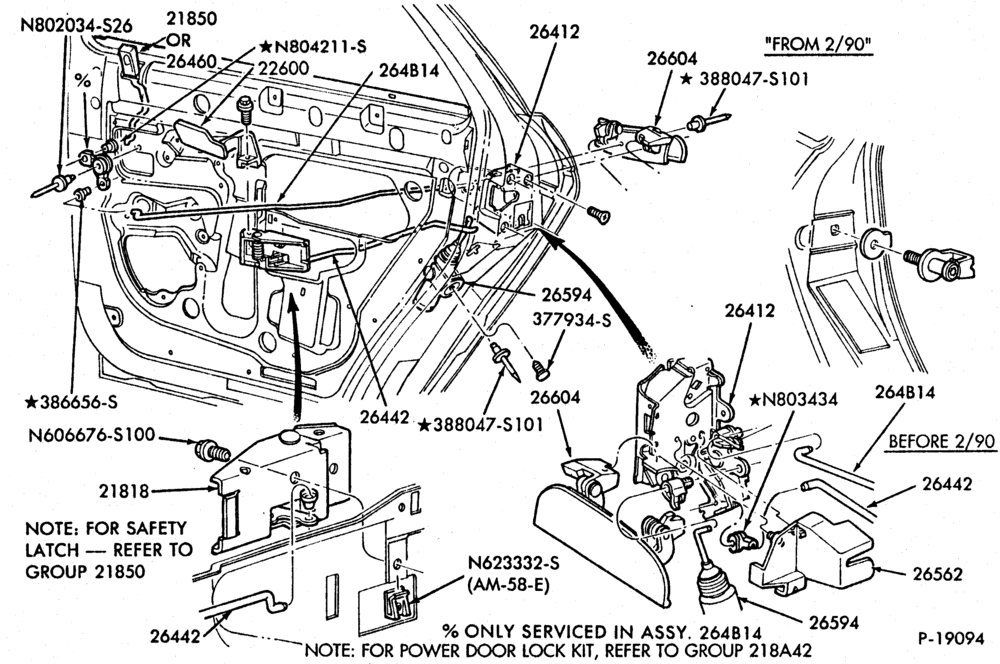 240.1 - BODY SIDES AND QUARTER-Handles and latch parts - rear door