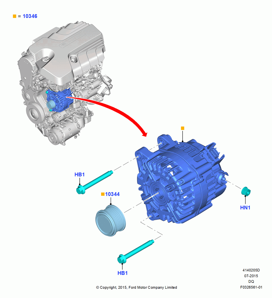 05D - Alternator and Mountings, 2.0L Duratorq 180PS, 2.0L DOHC CR DSL MID; 15/DEC/2015