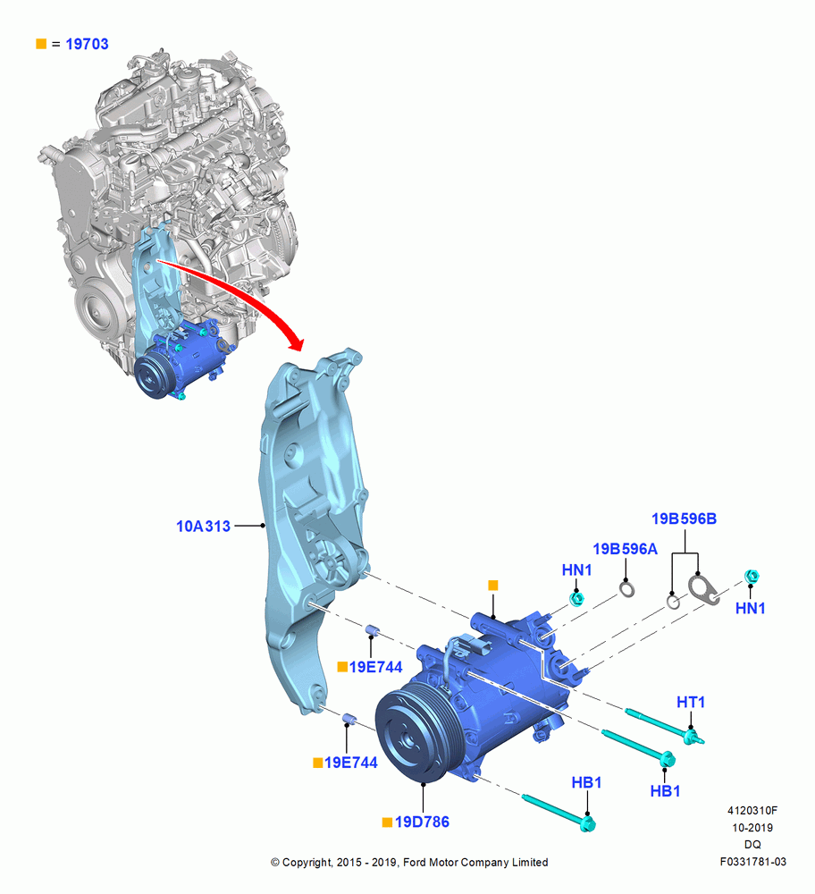 10F - Air Conditioning Condensr/Compressr, 2.0L Duratorq 180PS, 2.0L DOHC CR DSL MID, Compressor Assy; 15/DEC/2015-06/SEP/2018