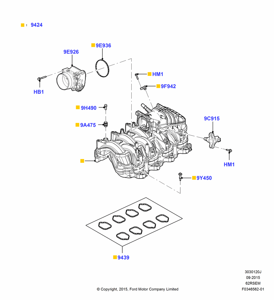 20J - Intake Manifold, 6.2L 16V OHC NA V8 Gas, Gaseous Fuel Prep Pack 2; 21/AUG/2015-05/JUL/2016