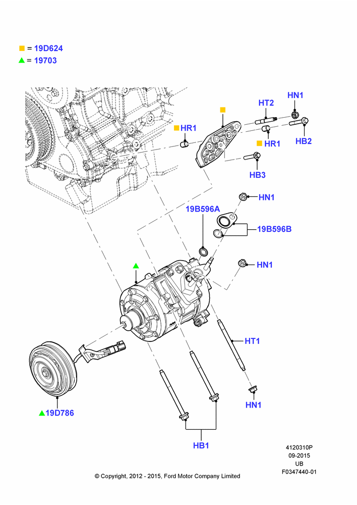 10P - Air Conditioning Condensr/Compressr, 2.0L EcoBoost (240PS), Compressor Assy; 04/SEP/2012-04/MAY/2015