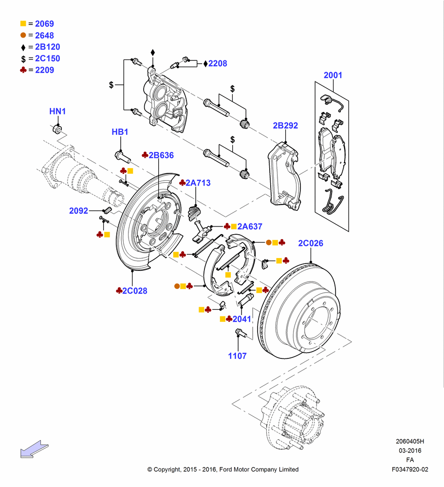 Rear Brake Discs and Calipers, Ford 550 Series, Wide Frame (Pickup), Ford 450 Series
