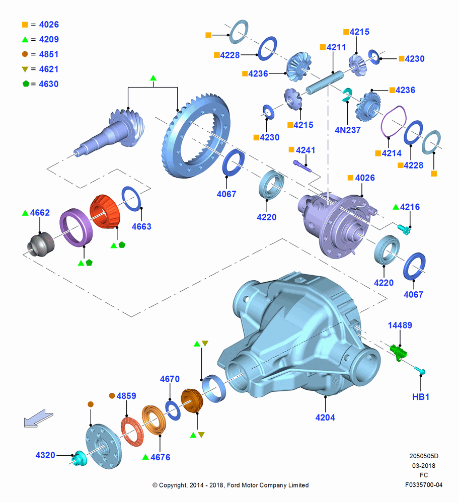 05D - Components - Rear Axle Diff & Carr., Rear Axle Less Limited Slip Diff, With 9.75" Axle; 20/OCT/2014