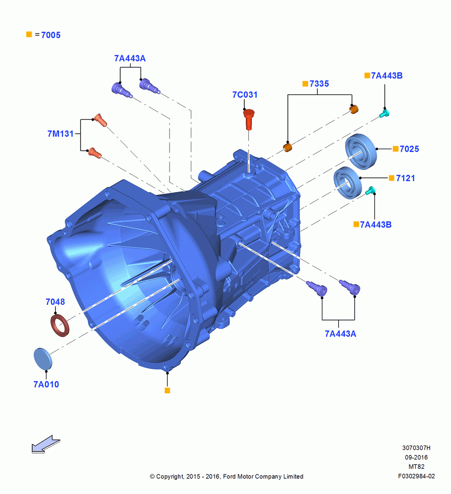 07H - Manual Transmission External Cmpnts, 2.3L EcoBoost, 6 Speed Manual Transmission-MT82, 2.0 EcoBlue E, 2.0 EcoBlue F, Front Half; 18/AUG/2014