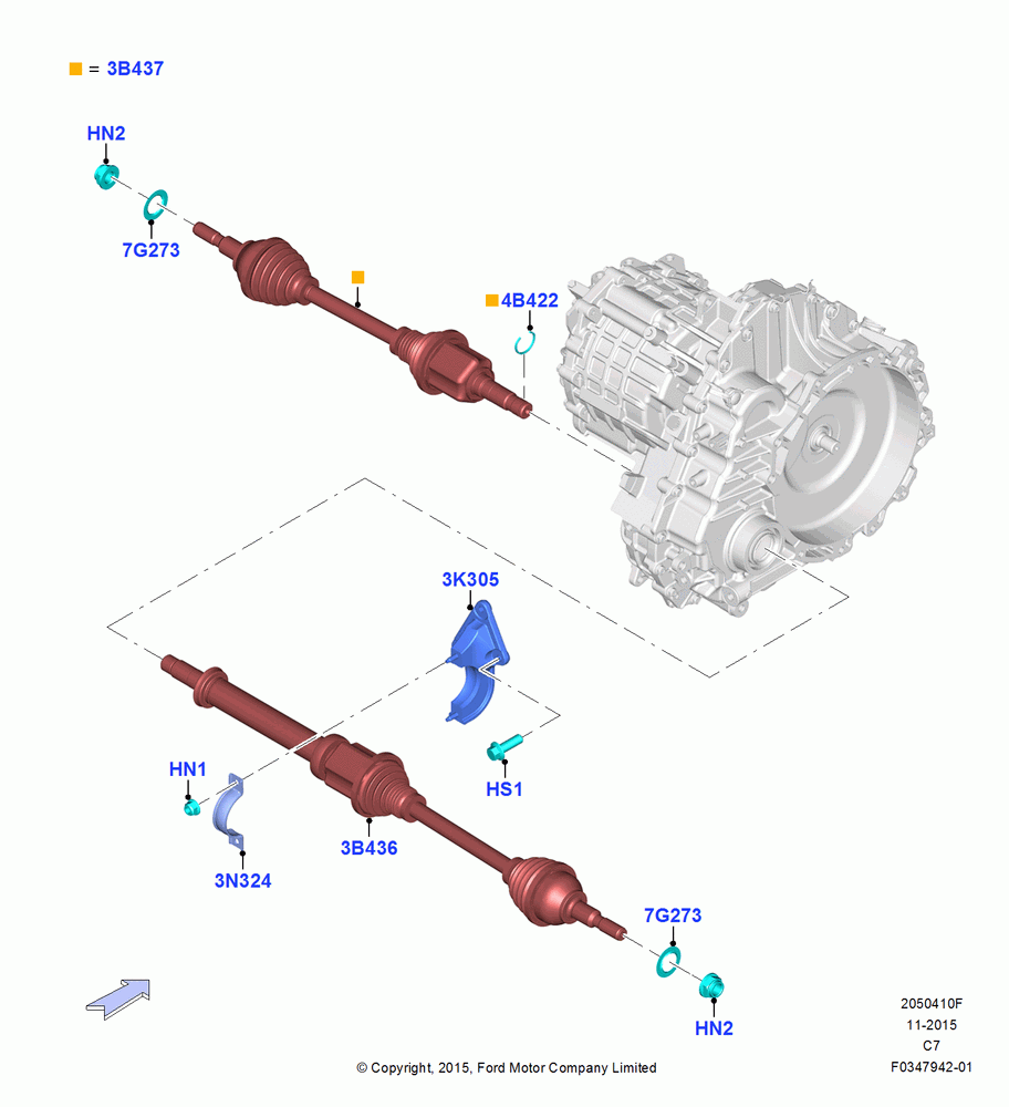 10F - Drive Shaft - Front Axle Drive, 2.0L Duratec Hybrid (130kW); 06/APR/2015