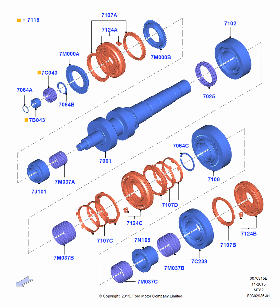 15E - Output Shaft, Gear Sets & Bearings, 6 Speed Manual Transmission-MT82, 2.0 EcoBlue E, 2.0 EcoBlue F; 18/AUG/2014-02/OCT/2017