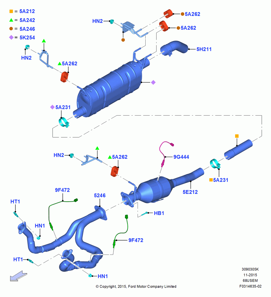 Exhaust System, 6.8L Gas EFI V10