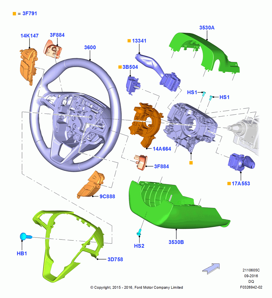 05C - Steering Wheel, EAO Market Derivative, With Electric Power Steering; 04/JAN/2016-06/SEP/2018