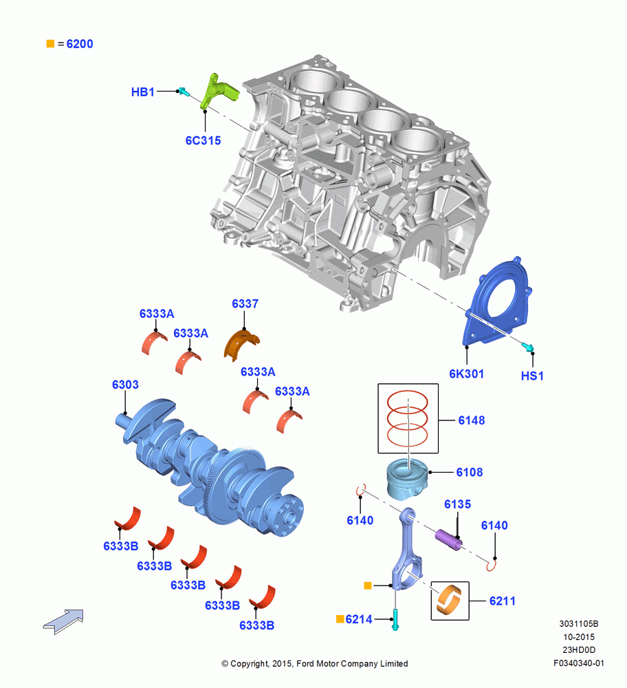 05B - Crankshaft/Pistons and Bearings, 2.3L Ecoboost; 04/JAN/2016
