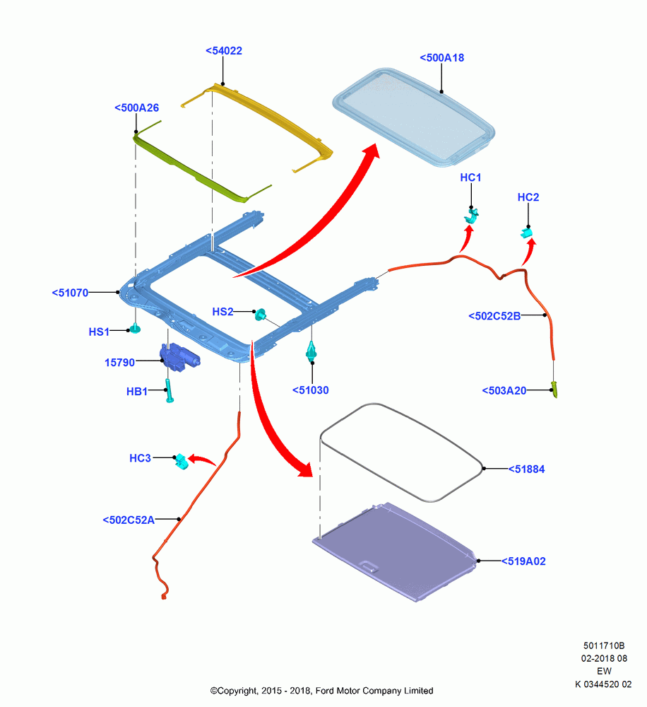 10B - Sliding Roof Mechanism and Controls, Power Tilt/Slide Sun Roof, (+) "CDN/MEX/PR/USA"; 04/JAN/2016