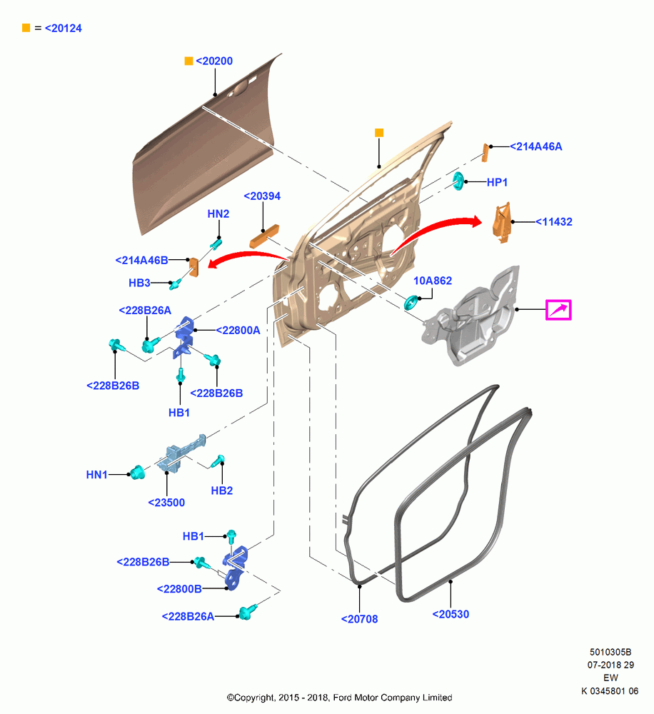 05B - Front Doors, Hinges & Weatherstrips, (+) "CDN/MEX/PR/USA"; 04/JAN/2016