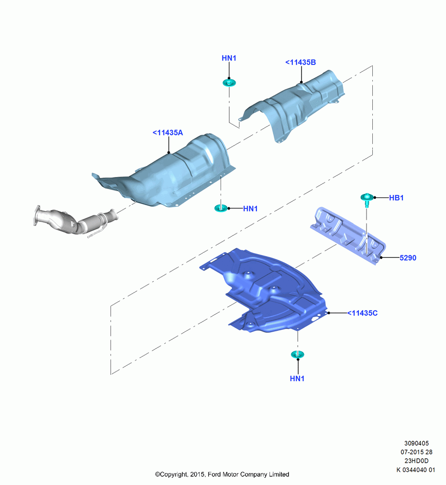 05A - Heat Shields - Exhaust System, 2.3L Ecoboost; 04/JAN/2016