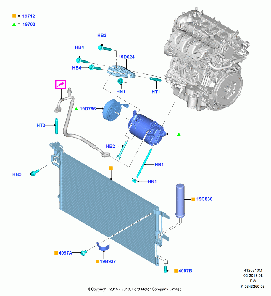 10M - Air Conditioning Condensr/Compressr, 2.3L Ecoboost, (+) "CDN/MEX/PR/USA"; 04/JAN/2016
