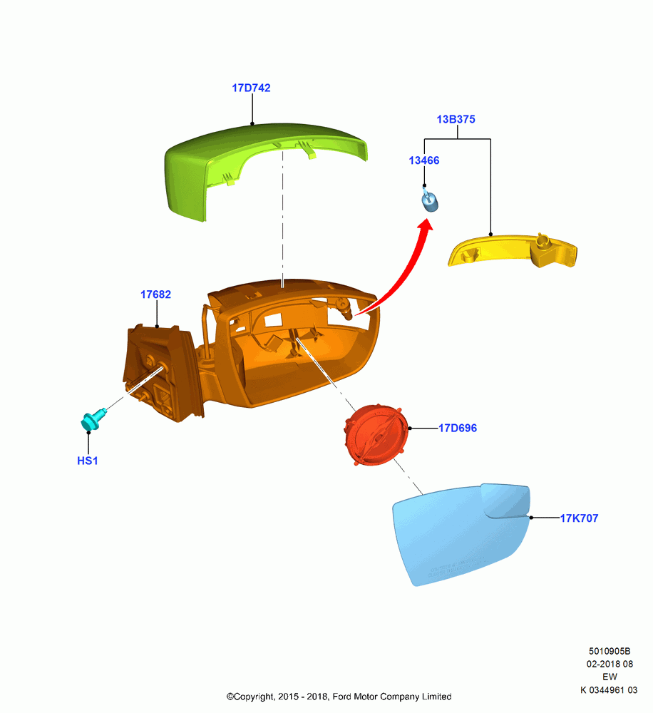 05B - Exterior Rear View Mirror, (+) "CDN/MEX/PR/USA"; 04/JAN/2016