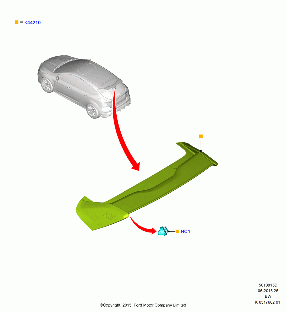 15D - Spoiler and Related Parts, With Deployable Rear Spoiler, With Black Rear Spoiler; 04/JAN/2016