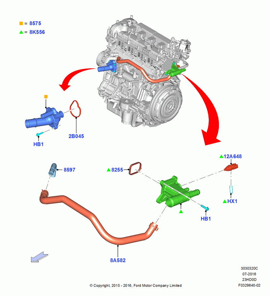 20C - Thermostat/Housing & Related Parts, 2.3L Ecoboost; 04/JAN/2016